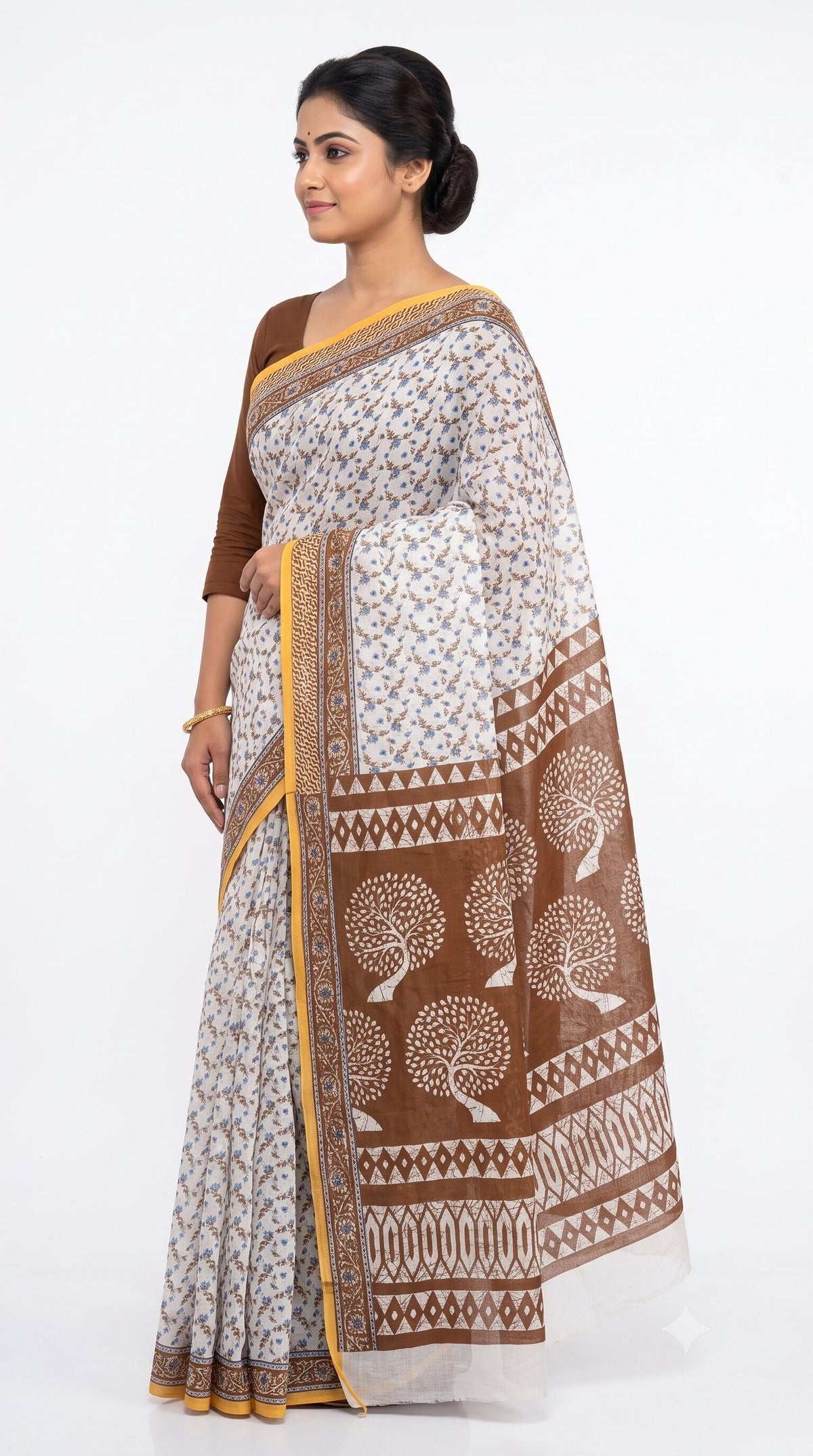 Pradip Fabrics Women's Printed Cotton Blend Saree ( Red )