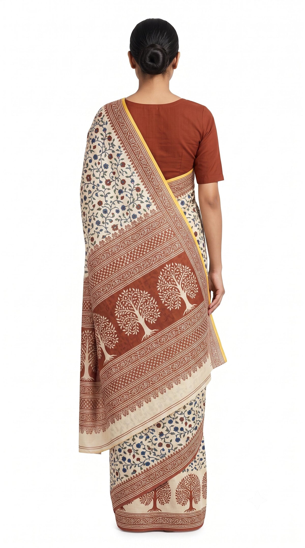 Pradip Fabrics Women's Printed Cotton Blend Saree ( Red )