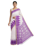 Pradip Fabrics Women's Cotton Blend Printed Saree with Ikat-Style Temple Border 