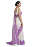 Pradip Fabrics Women's Cotton Blend Printed Saree with Ikat-Style Temple Border 