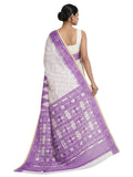 Pradip Fabrics Women's Cotton Blend Printed Saree with Ikat-Style Temple Border 