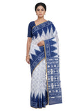Pradip Fabrics Women's Cotton Blend Printed Saree with Ikat-Style Temple Border 