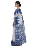 Pradip Fabrics Women's Cotton Blend Printed Saree with Ikat-Style Temple Border 