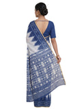 Pradip Fabrics Women's Cotton Blend Printed Saree with Ikat-Style Temple Border 