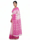 Pradip Fabrics Women's Cotton Blend Printed Saree with Ikat-Style Temple Border 