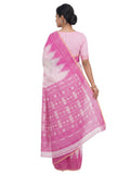 Pradip Fabrics Women's Cotton Blend Printed Saree with Ikat-Style Temple Border 