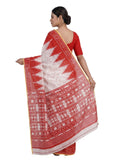 Pradip Fabrics Women's Cotton Blend Printed Saree with Ikat-Style Temple Border 