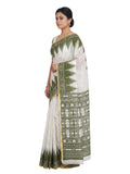 Pradip Fabrics Women's Cotton Blend Printed Saree with Ikat-Style Temple Border 