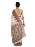 Pradip Fabrics Women's Cotton Blend Printed Saree with Ikat-Style Temple Border 
