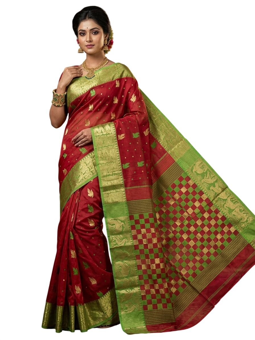 Pradip Fabrics Ethnic Women's Sat Khela Allover Tant Silk Saree 