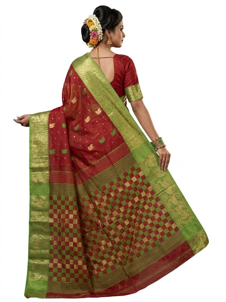Pradip Fabrics Ethnic Women's Sat Khela Allover Tant Silk Saree 