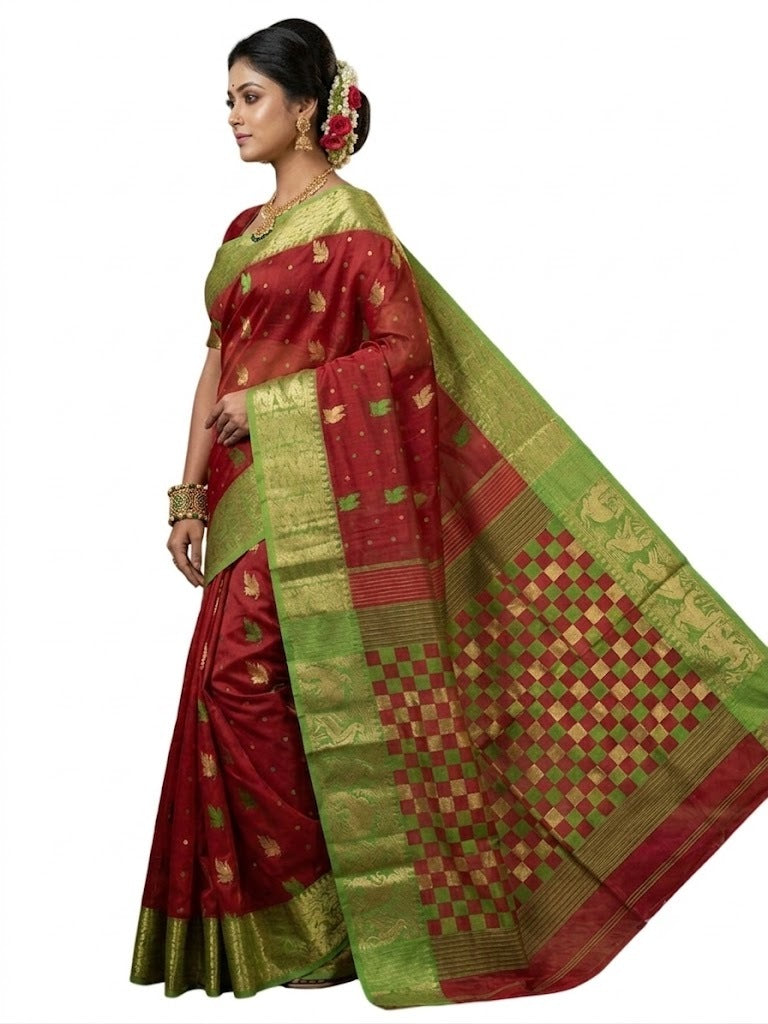 Pradip Fabrics Ethnic Women's Sat Khela Allover Tant Silk Saree 