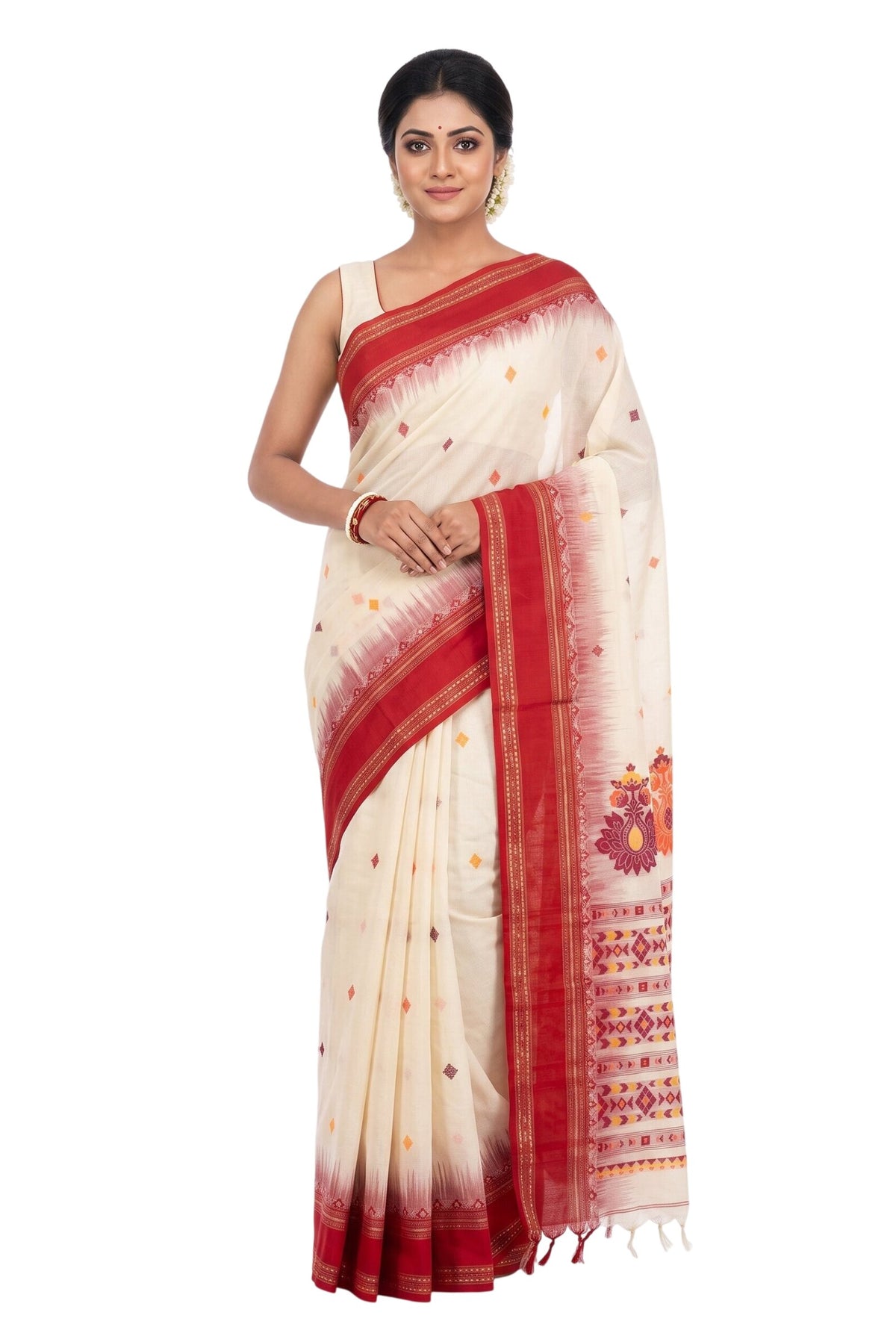 Pradip Fabrics Floral Print Handloom Pure Cotton Saree 