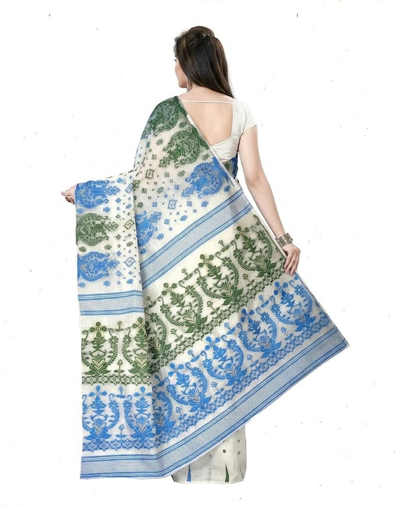 Pradip Fabrics Self Design Tant Cotton Silk Saree