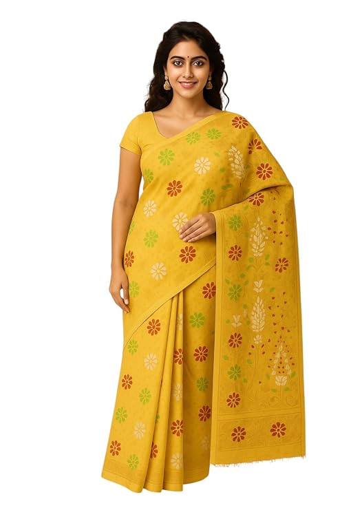 Pradip Fabrics Self Design Jamdani Cotton Silk Saree