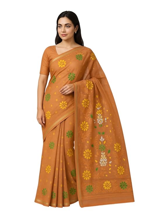 Pradip Fabrics Self Design Jamdani Cotton Silk Saree