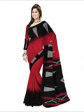 Pradip Fabrics Woven Soft Handloom Red  & Black Color Saree