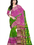 Pradip Fabrics Ethnic Women's Tant Silk Green and Pink Color Saree