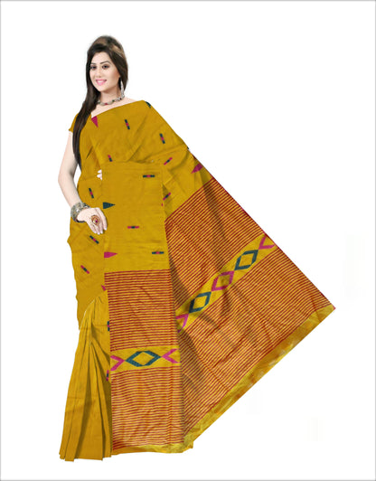 Pradip Fabrics Woven Soft Handloom pure cotton yellow  Color Saree