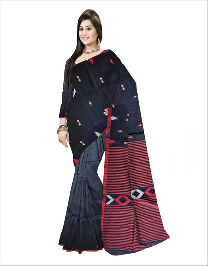 Pradip Fabrics Woven Soft Handloom pure cotton Black Color Saree