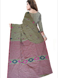 Pradip Fabrics Woven Soft Handloom pure cotton Olive Green  Color Saree