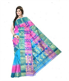 Pradip Fabrics Woven Tant Silk cream & Red Color Saree
