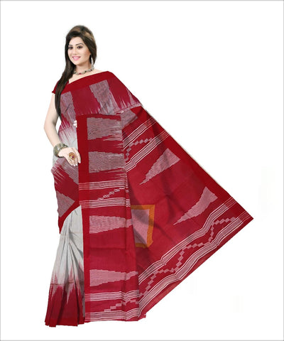 Pradip Fabrics Woven Soft Handloom Red & white Color Saree