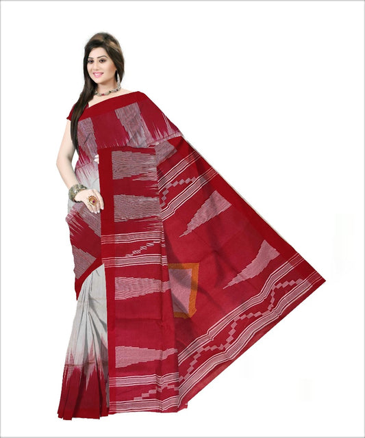 Pradip Fabrics Woven Soft Handloom Red & white Color Saree