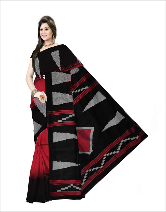 Pradip Fabrics Woven Soft Handloom Red  & Black Color Saree