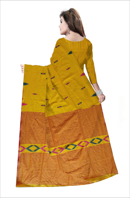 Pradip Fabrics Woven Soft Handloom pure cotton yellow  Color Saree