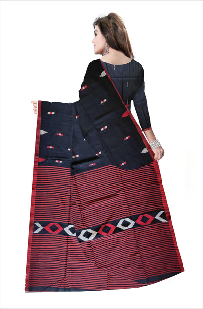 Pradip Fabrics Woven Soft Handloom pure cotton Black Color Saree