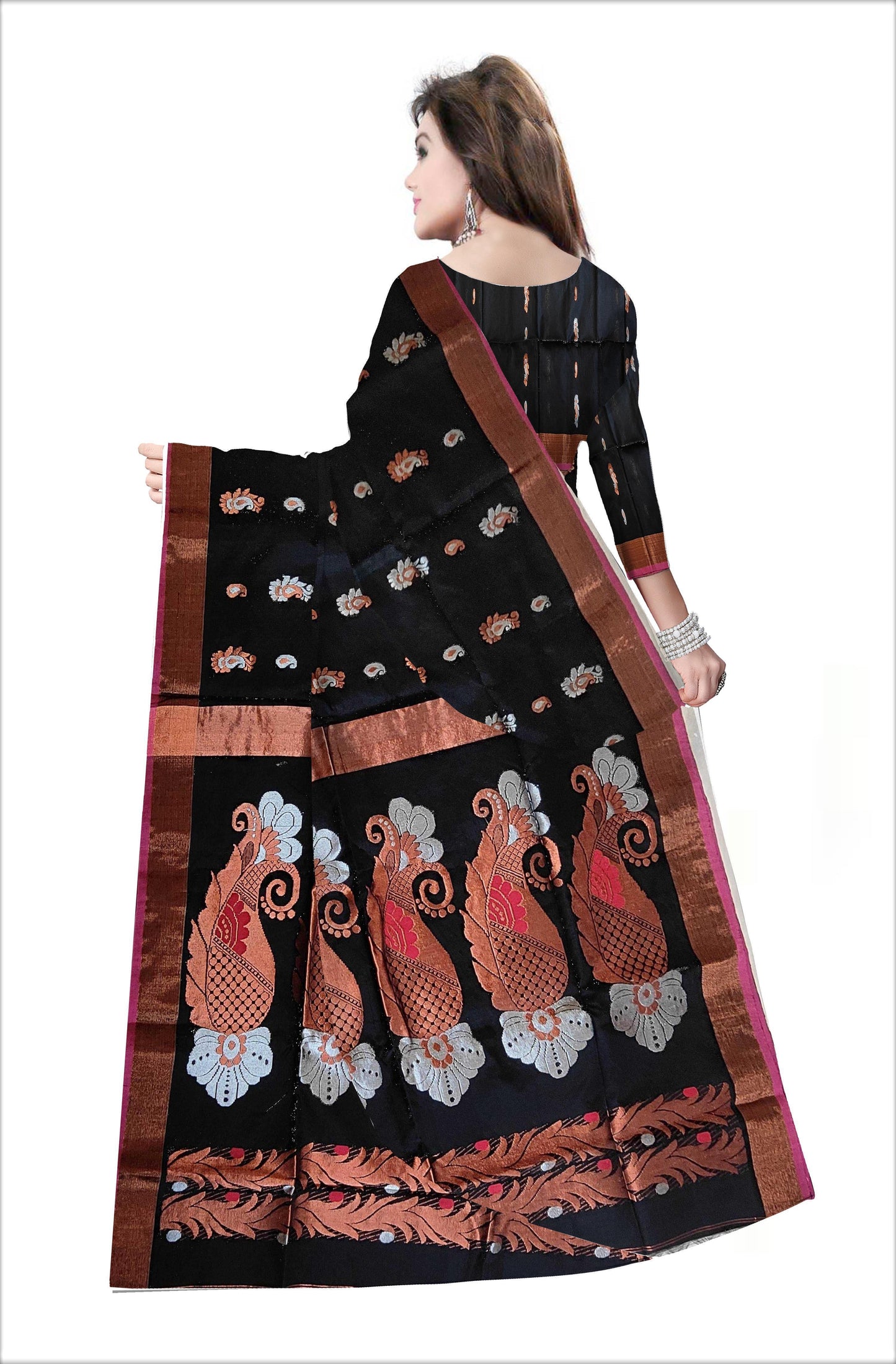 Pradip Fabrics Woven Black color Soft Handloom Saree