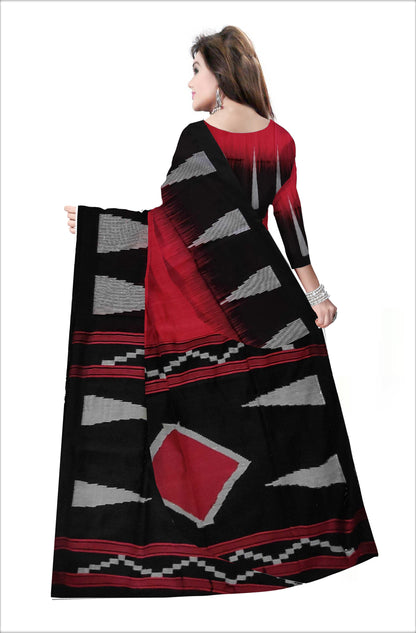 Pradip Fabrics Woven Soft Handloom Red  & Black Color Saree