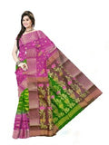 Pradip Fabrics Ethnic Women's Tant Silk Green and Pink Color Saree