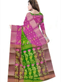 Pradip Fabrics Ethnic Women's Tant Silk Green and Pink Color Saree