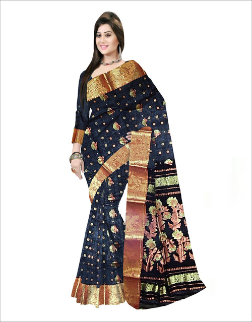 Pradip Fabrics Woven Tant Banarasi Black Color Saree