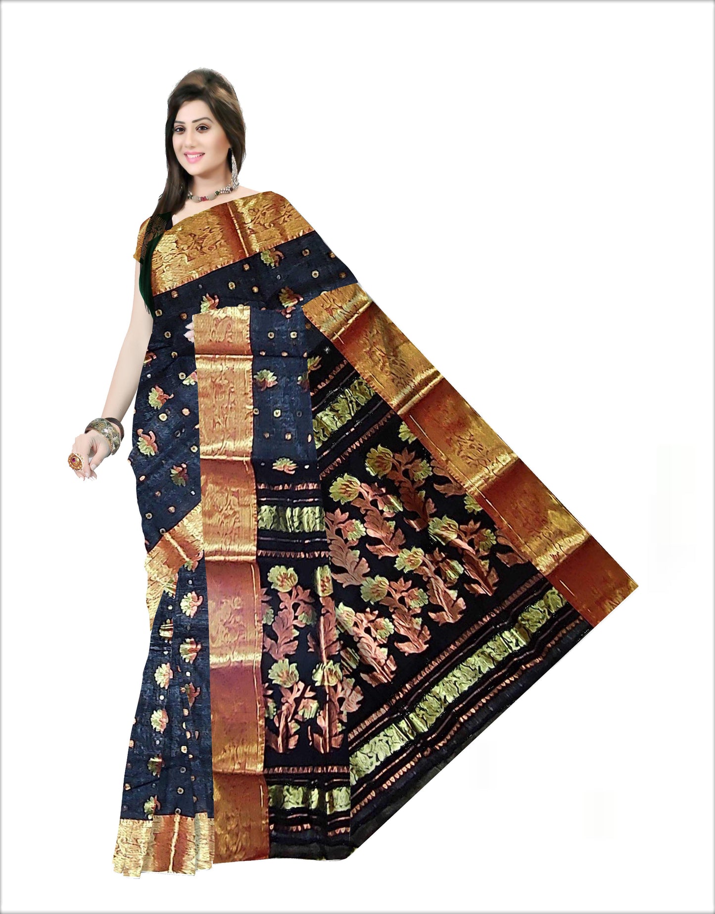 Pradip Fabrics Woven Tant Banarasi Black Color Saree