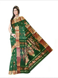 Pradip Fabrics Woven Tant Banarasi Deep Green Color Saree