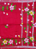 Pradip Fabrics Hand Painted Soft Linen Cotton Saree With Tassels
