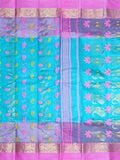 Pradip Fabrics Woven Tant Silk Pink & Sky blue Color Saree