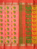 Pradip Fabrics Woven Tant Silk Orange & Green Color Saree