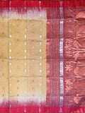 Pradip Fabrics Woven  Pure Tussar silk  Cream and Red Color Saree