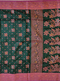 Pradip Fabrics Woven Soft Handloom Dark Green  Color Saree