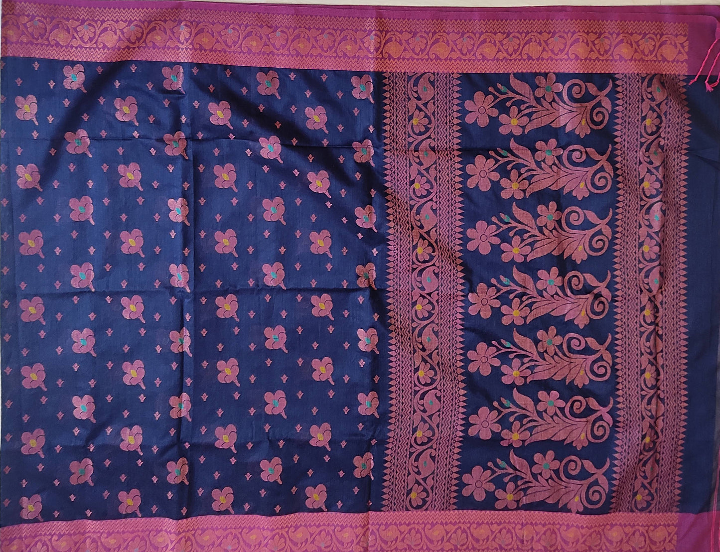 Pradip Fabrics Woven Soft Handloom Dark blueColor Saree