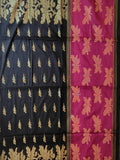 Pradip Fabrics Woven Soft Handloom cotton Black & pink Color Saree