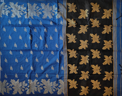 Pradip Fabrics Woven Soft Handloom cotton Blue & Black Color Saree