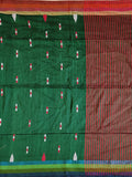 Pradip Fabrics Woven Soft Handloom pure cotton Dark Green Color Saree