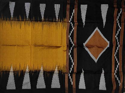 Pradip Fabrics Woven Soft Handloom Deep yellow & Black Color Saree