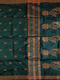 Pradip Fabrics Woven Soft Handloom Deep Green Color Saree