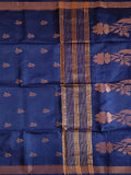 Pradip Fabrics Woven Soft Handloom Dark Blue Color Saree